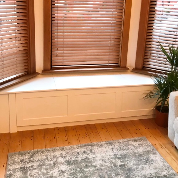 fitted window seat in living room